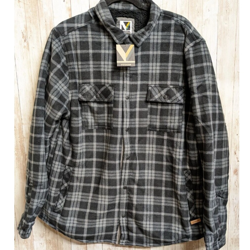 Gray Plaid Button-Up Shirt